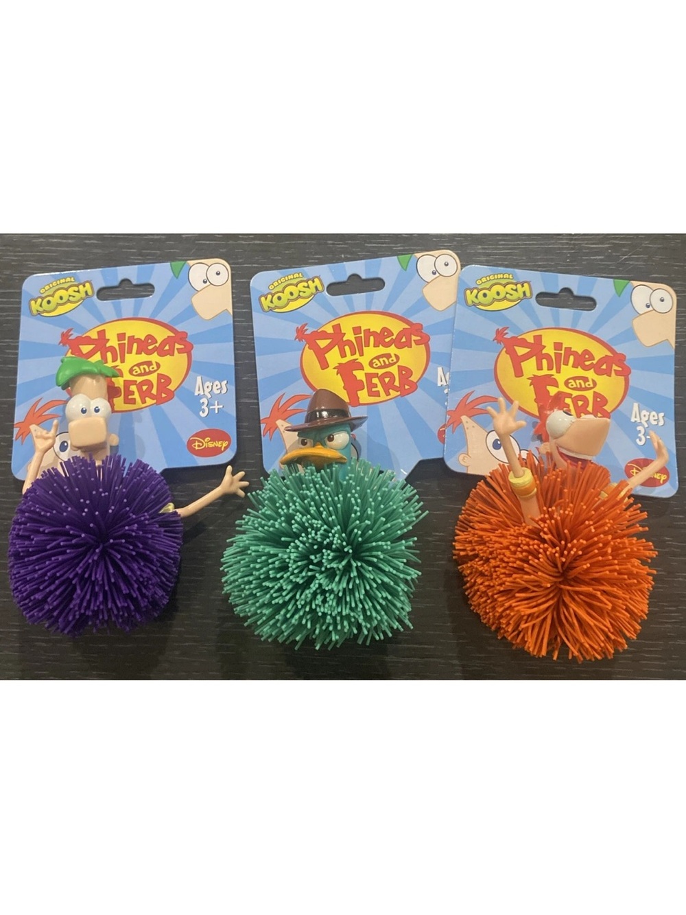 Phineas and Ferb Koosh Plush Character Toys - Purple, Green, Orange
